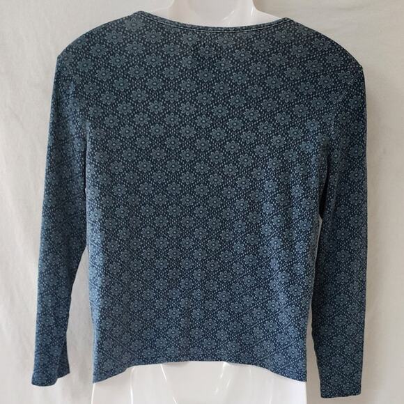 Time and Tru Long Sleeve Floral Scoop Neck Long Sleeve Cotton T Shirt Womens XL - Picture 2 of 6